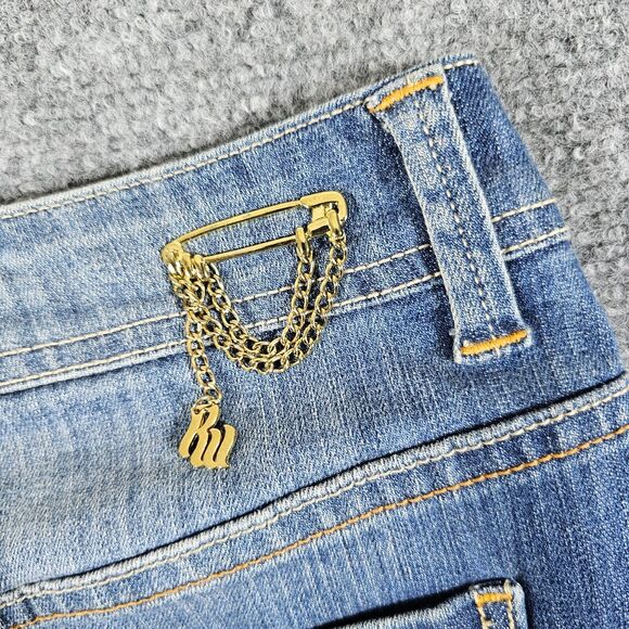 Y2K Rocawear Gold Chain Bling Denim Mini Skirt Blue Women's Size 5 Act 27x14 - Picture 3 of 8